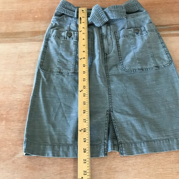 Anthropologie Pilcro Pencil Mini Skirt Women 0 Blue Belted Pocket Preppy 16805 - Picture 5 of 13